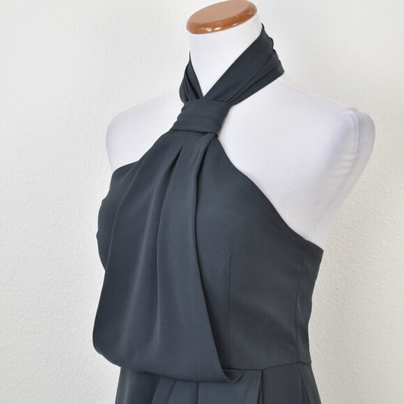 Shona Joy Core Knot Draped Halter Dress Gray - 6 - Picture 3 of 11